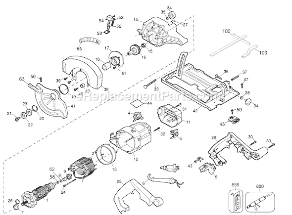 Page A Diagram and Parts List for CS300 Type 1 Black and Decker Circular Saw